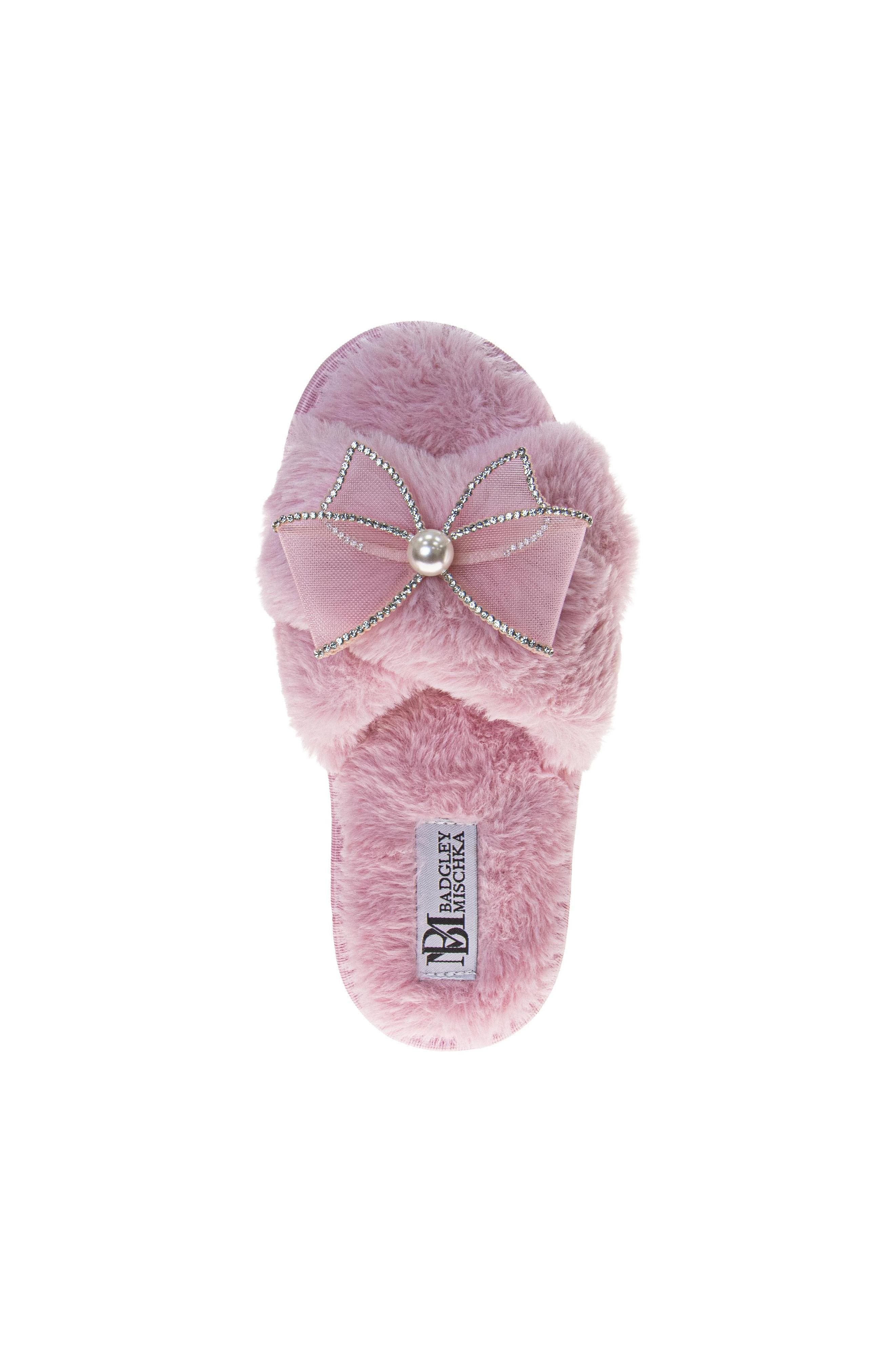 Womens Bow Comfort Slippers, Alternate, color, PINK