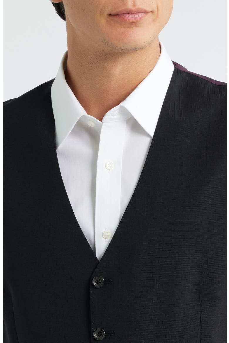 Owen Five-Button Stretch Wool Vest, Alternate, color, BLACK
