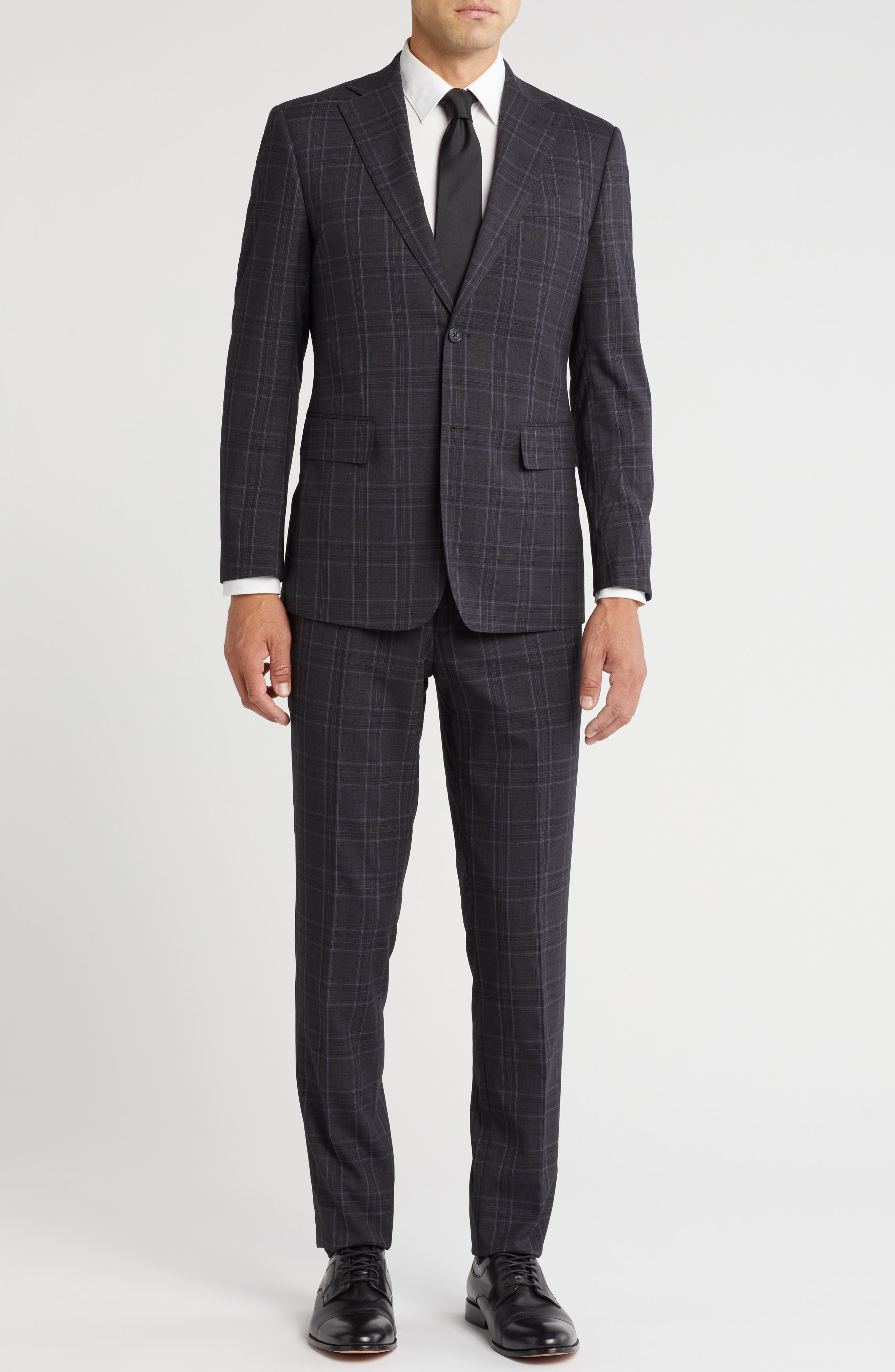 English Laundry Plaid Trim Fit Notch Lapel Two-Piece Suit