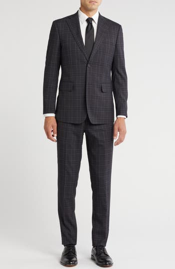 Plaid Trim Fit Notch Lapel Two-Piece Suit