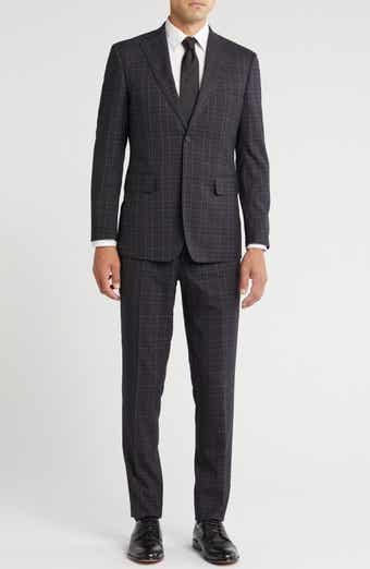 English Laundry Plaid Trim Fit Notch Lapel Two-Piece Suit