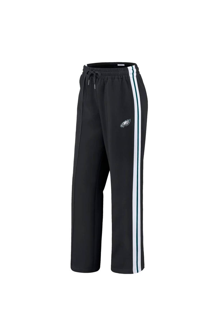 Women's WEAR by Erin Andrews Black Philadelphia Eagles Color-Block Straight Leg Pants, Alternate, color, Black