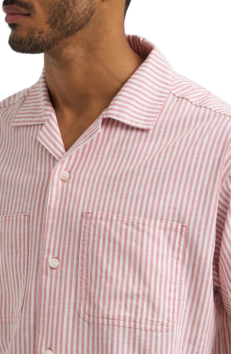 Wrangler Stripe Graphic Camp Shirt, Alternate, color, Dustry Rose