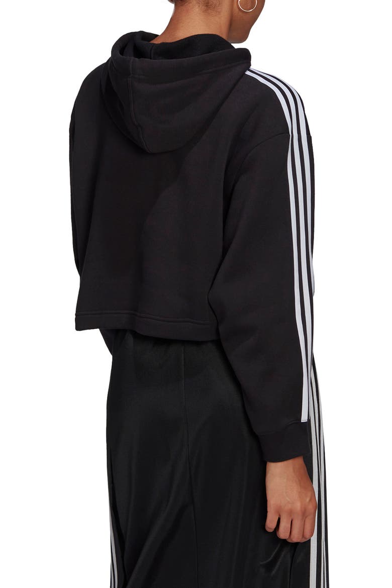 Cropped Fleece Hoodie, Alternate, color, BLACK