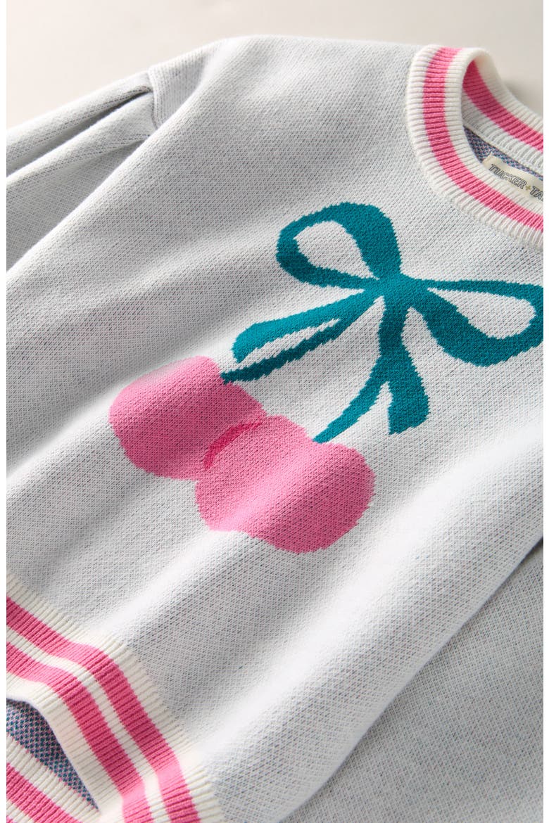Kids' Bubble Sleeve Sweater, Alternate, color, IVORY TOFU RIBBON CHERRY