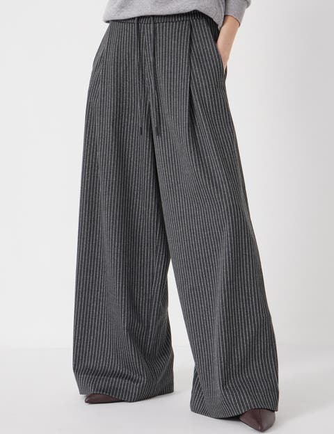 Pinstripe Wide Leg Jersey Pants