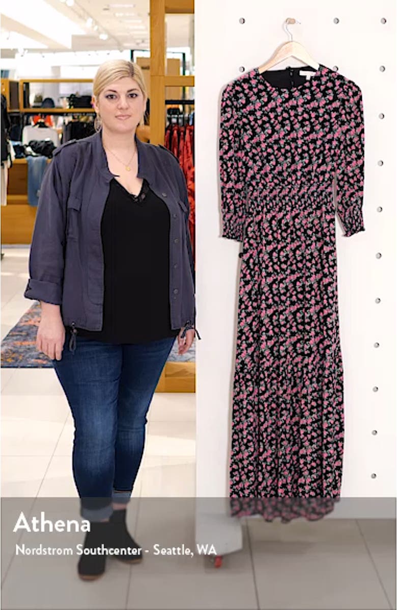 Floral Print Smocked Waist Maxi Dress, sales video thumbnail