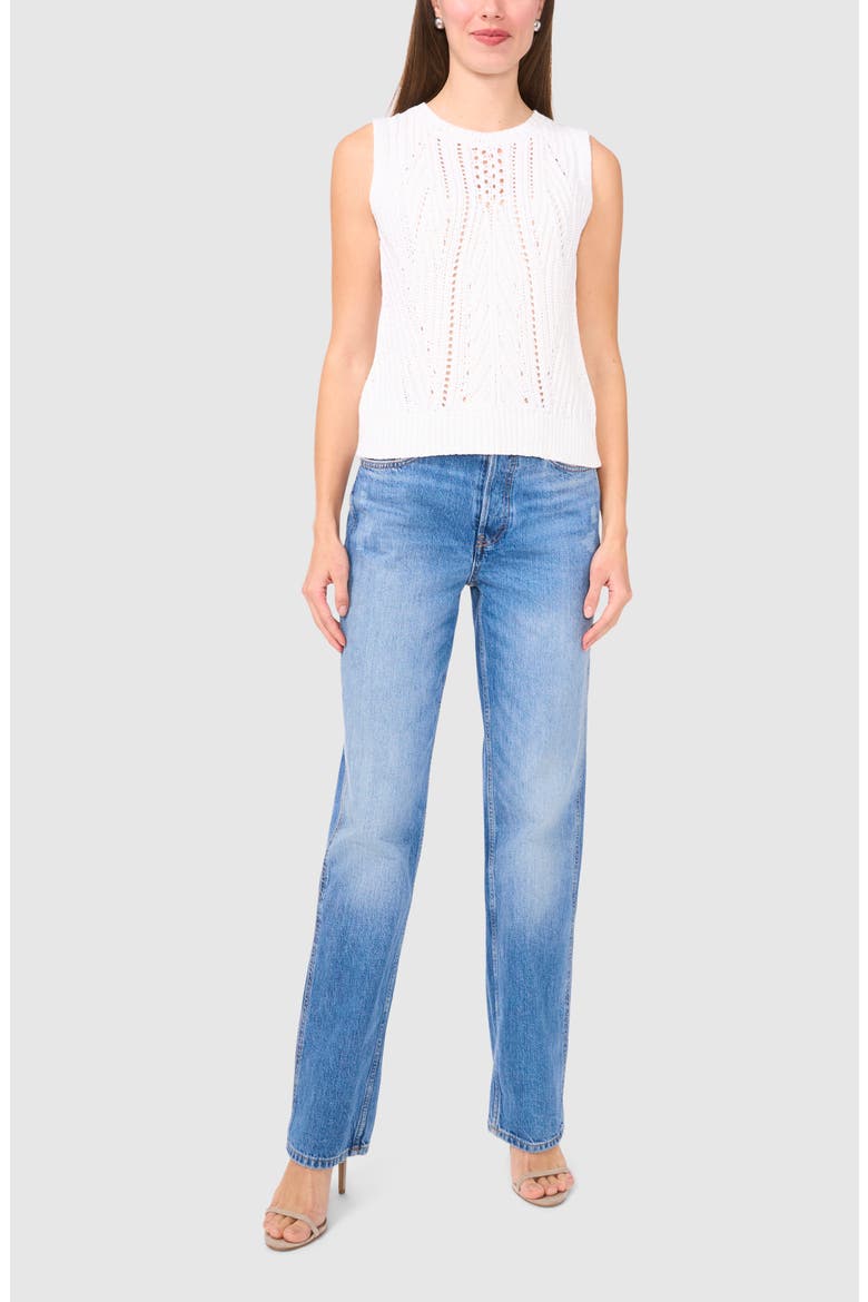 Open Stitch Sleeveless Sweater, Alternate, color, BRIGHT WHITE