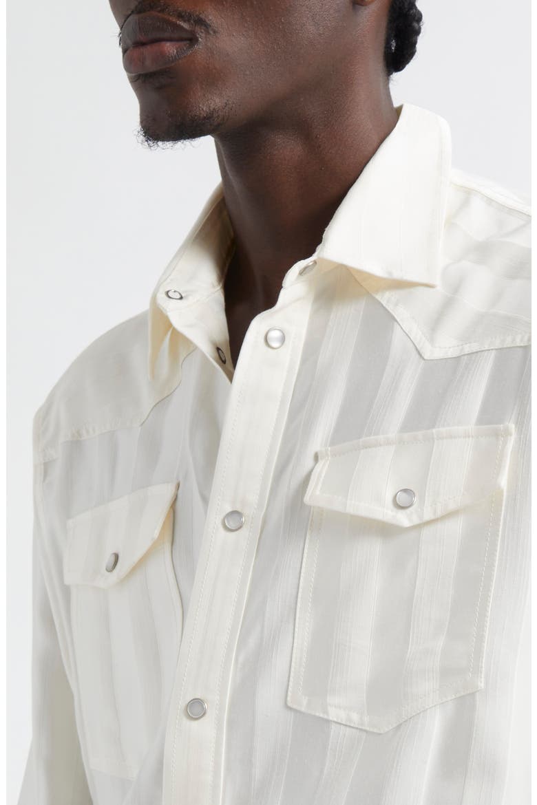 Vertical Stripe Oversize Pearl Snap Shirt, Alternate, color, PAPYRUS