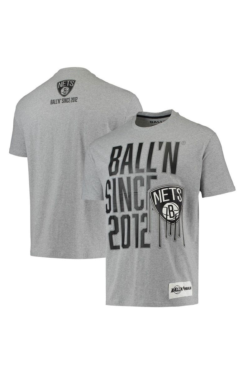 BALL'N Men's BALL'N Heathered Gray Brooklyn Nets Since 2012 T-Shirt, Main, color, Heather Gray