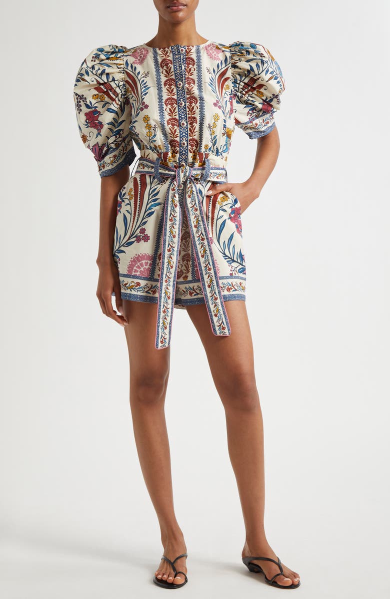 FARM Rio Romantic Lightness Puff Short Sleeve Romper, Main, color, 