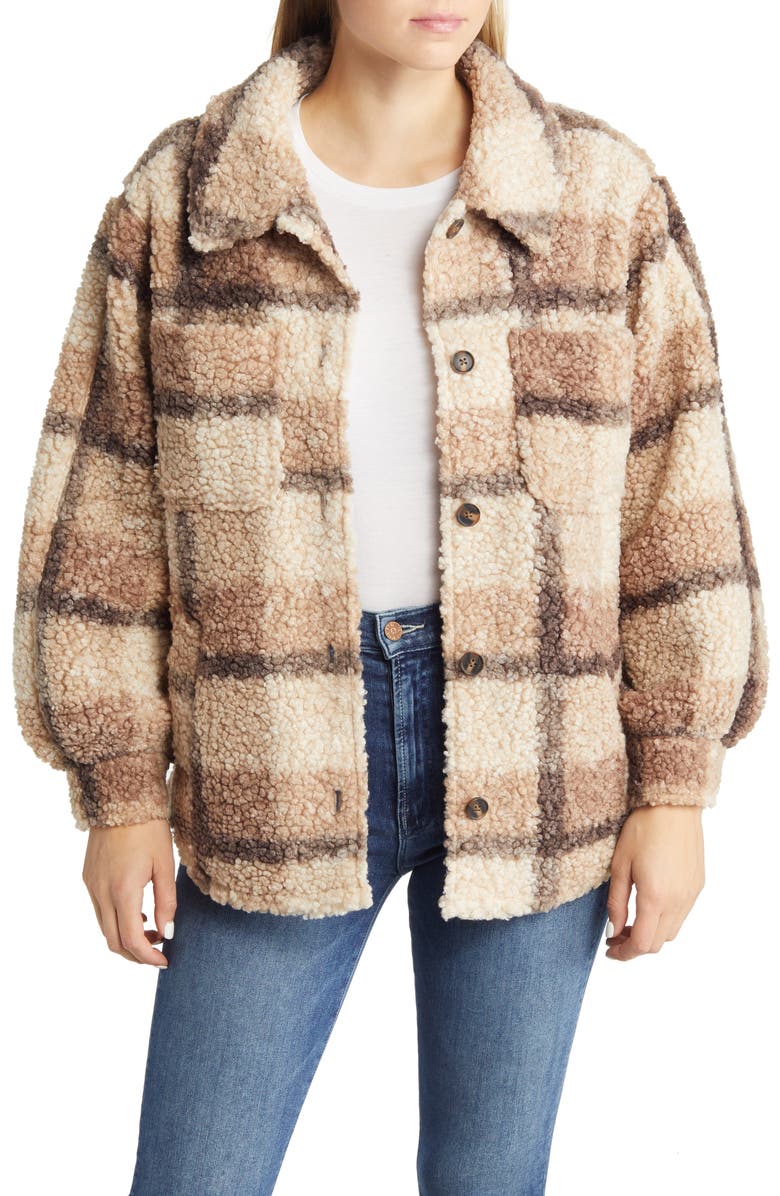 Wit & Wisdom Plaid Teddy Jacket, Main, color, 