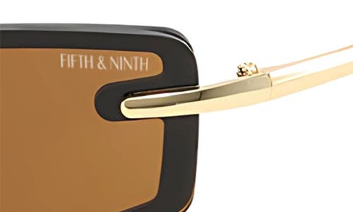 Fifth & Ninth Zuri 66mm Oversize Rectangular Sunglasses In Brown/gold