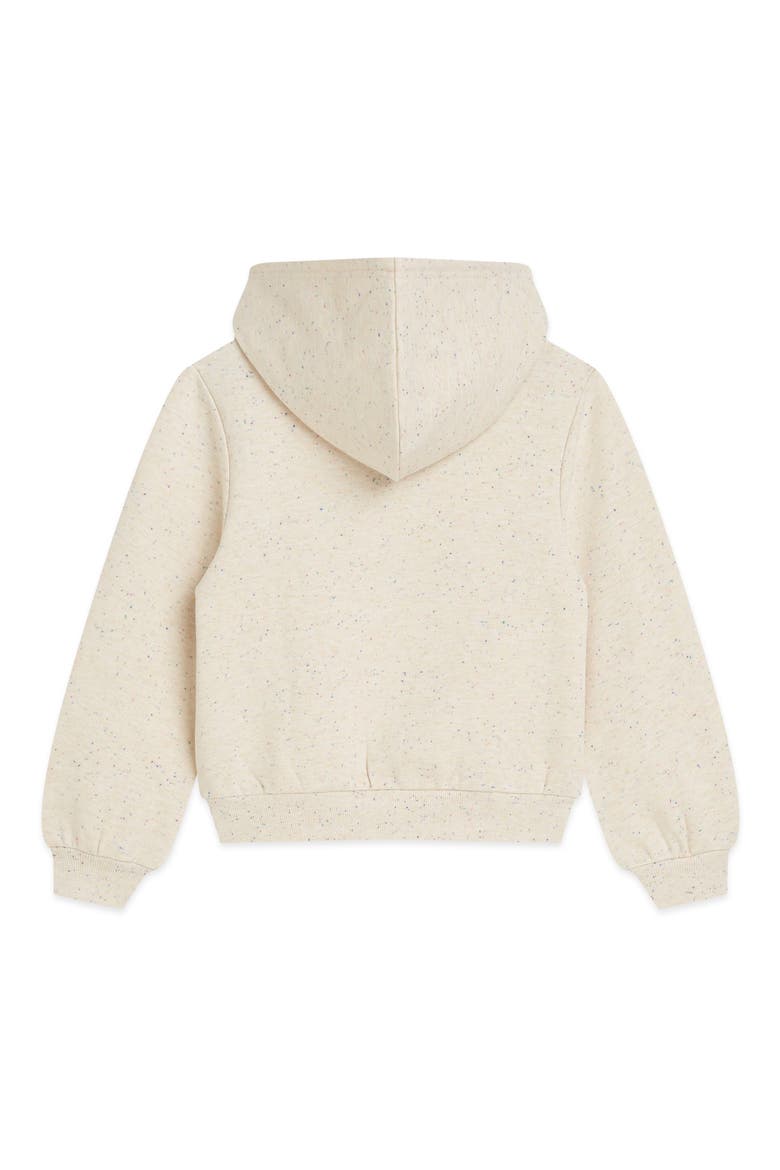 Kids' Floral Embroidered Pleated Sleeve Hoodie, Alternate, color, EGGNOG