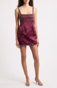 LoveShackFancy Casslouie Embellished Empire Waist Minidress