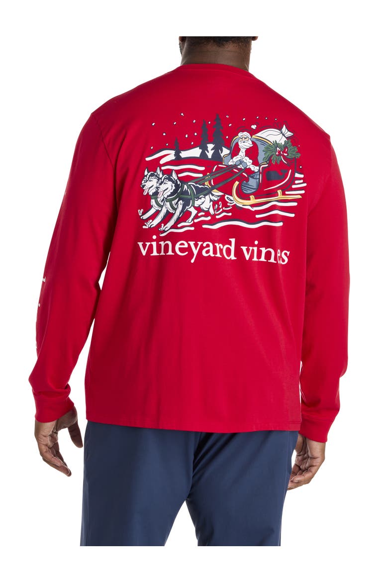 Big & Tall Santa Paws Long-Sleeve Graphic T-Shirt, Main, color, RED VELVET