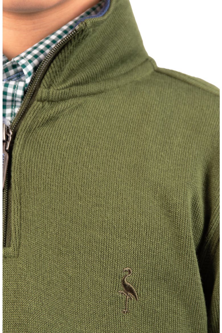 Kids' French Rib Quarter Zip Pullover Sweater, Alternate, color, ARMY GREEN