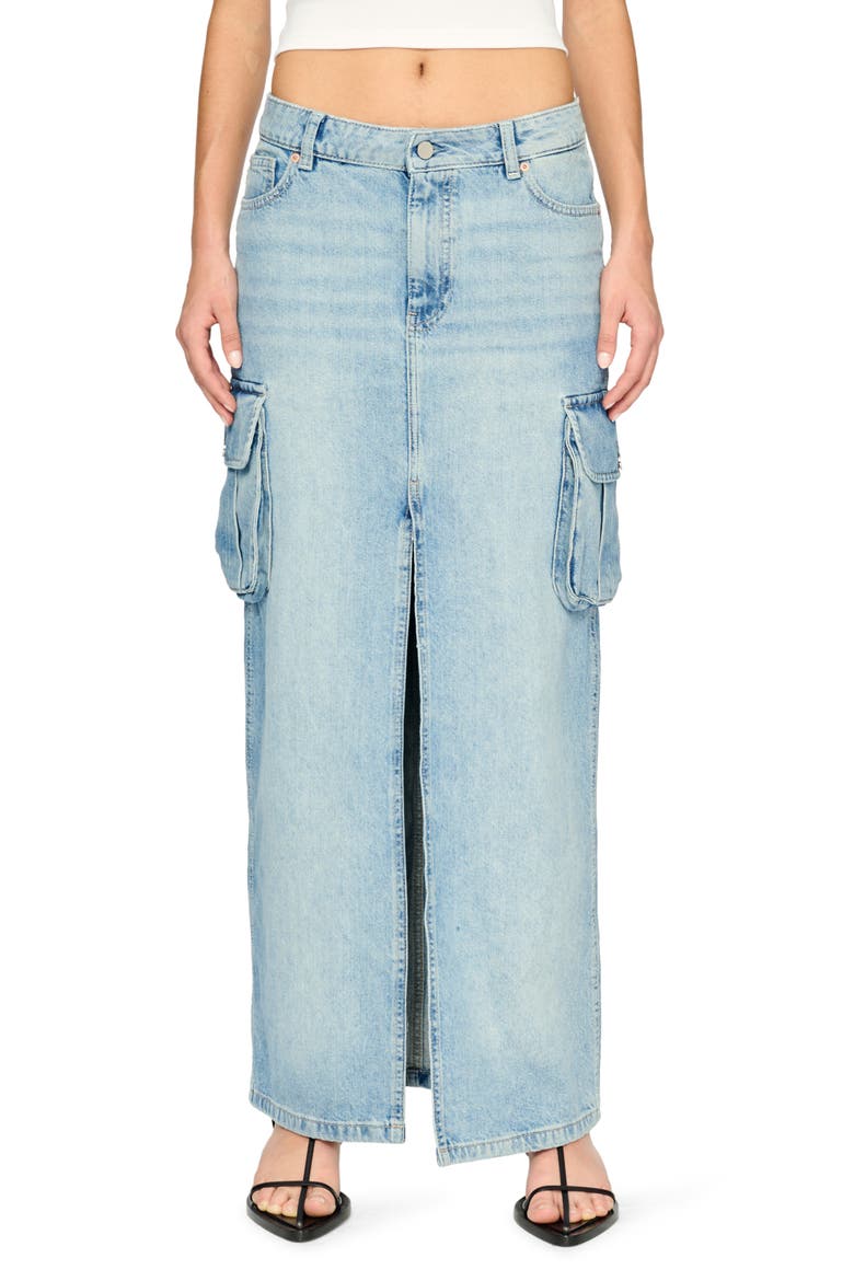 Asra Denim Cargo Maxi Skirt, Main, color, FOUNTAIN CARGO