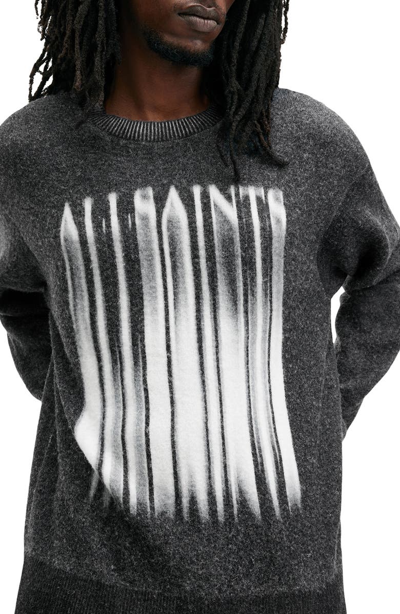 AllSaints Fayde Logo Alpaca & Wool Blend Sweater, Alternate, color, Washed Black