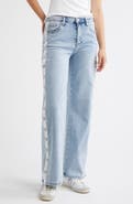 Tractr Button Detail Wide Leg Jeans