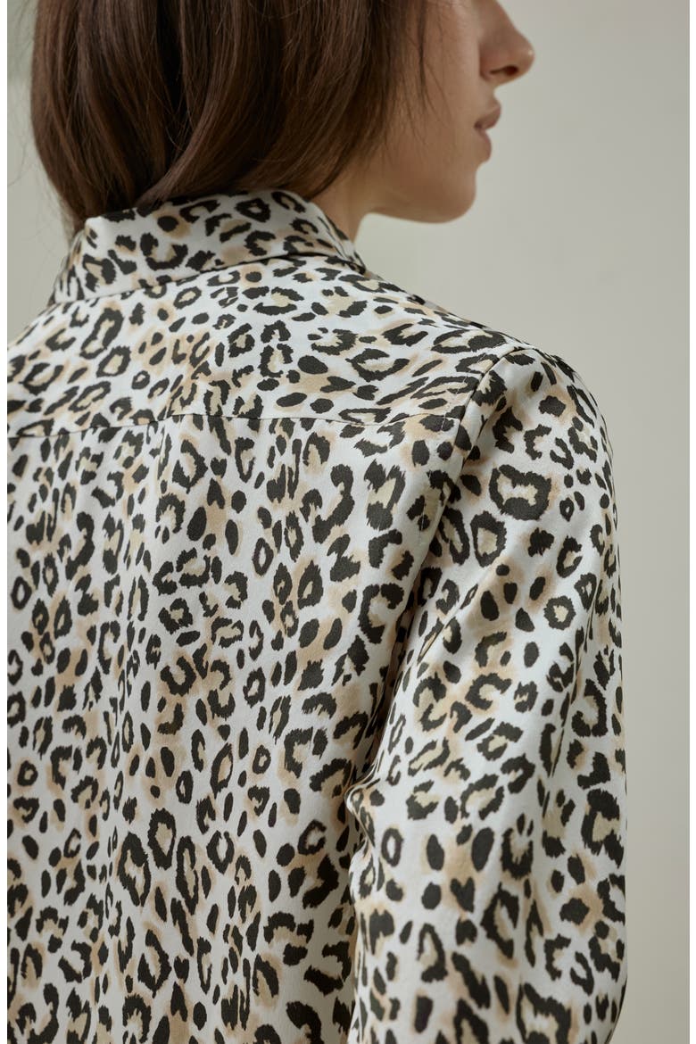 Leopard Print Silk Shirt, Alternate, color, Dawn Leopard