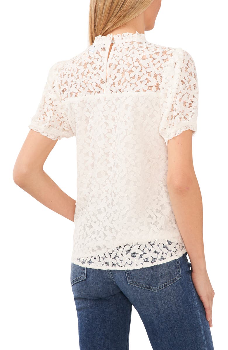 CeCe Puff Sleeve Floral Lace Blouse, Alternate, color, New Ivory