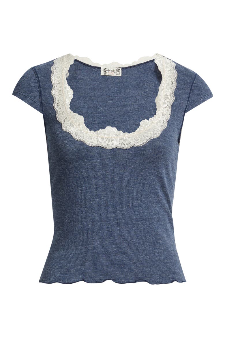 Oh My Darling Lace Trim Top, Alternate, color, HEATHER BLUE