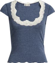 Free People Oh My Darling Lace Trim Top