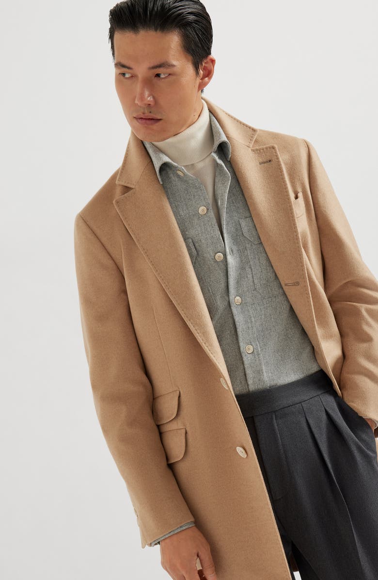 Brunello Cucinelli Virgin wool flannel overshirt, Alternate, color, Pearl Grey