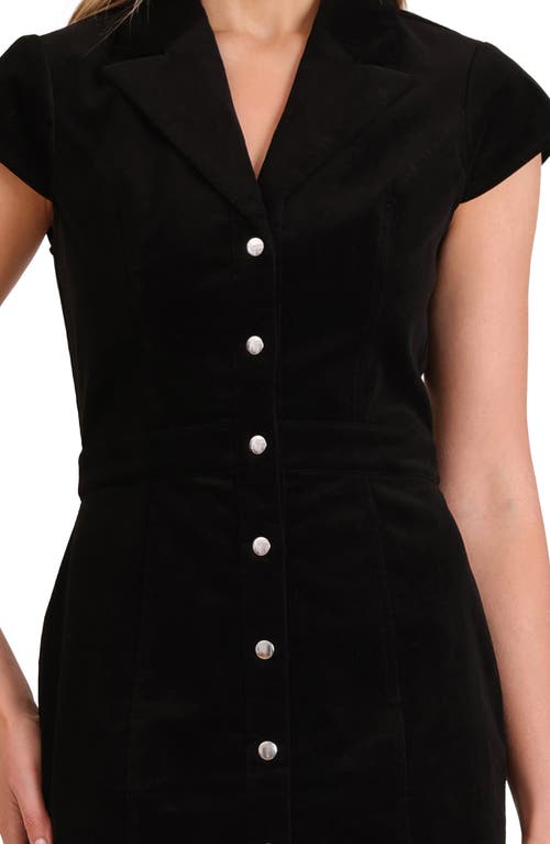 Avec Les Filles Short Sleeve Corduroy Dress In Black