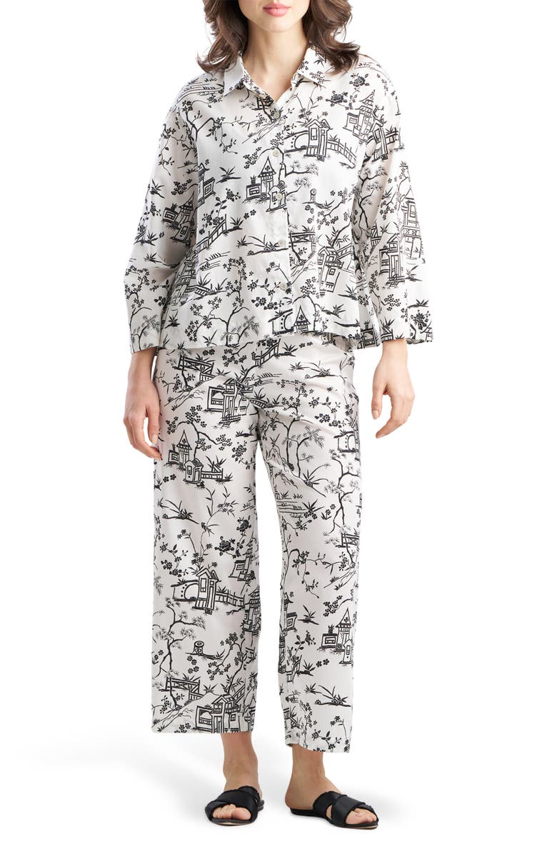 Natori Toile Cotton Sateen Pajamas, Main, color, Warm White