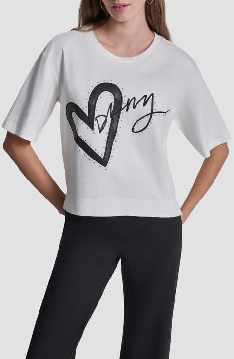 Stud Heart Appliqué T-Shirt
