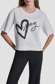 DKNY Stud Heart Appliqué T-Shirt