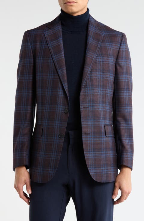 Plaid Notch Lapel Wool Sport Coat (Short, Regular, Long & Big)