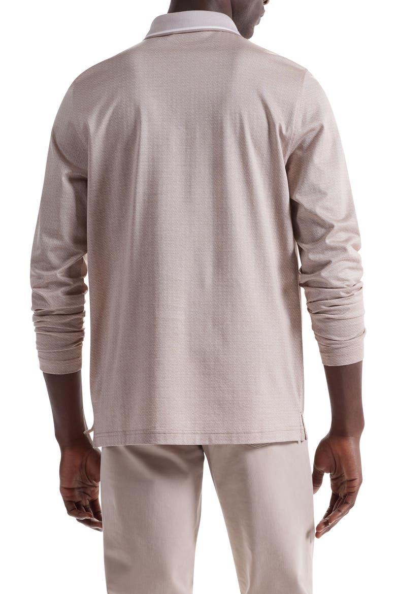 Mercerized Cotton Long Sleeve Polo, Alternate, color, COBBLESTONE