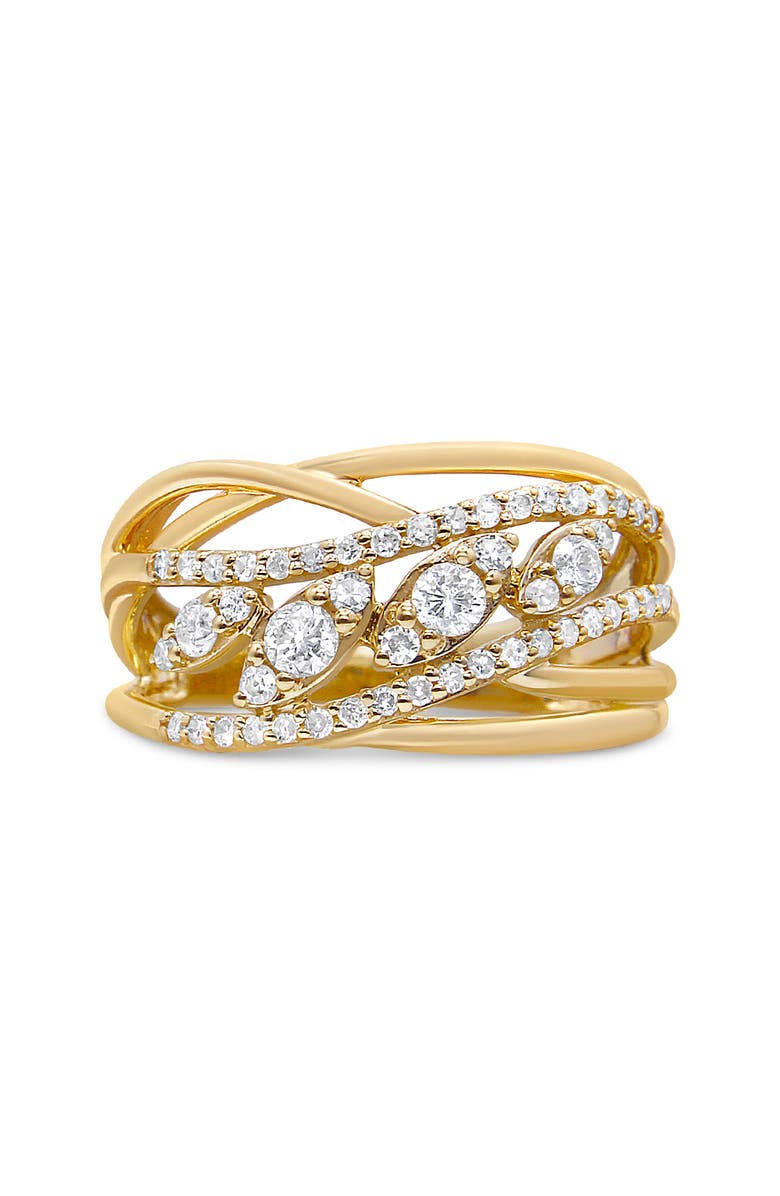Haus of Brilliance 10K Yellow Gold 1/2 Cttw Diamond Split Shank Cocktail Ring, Alternate, color, Yellow