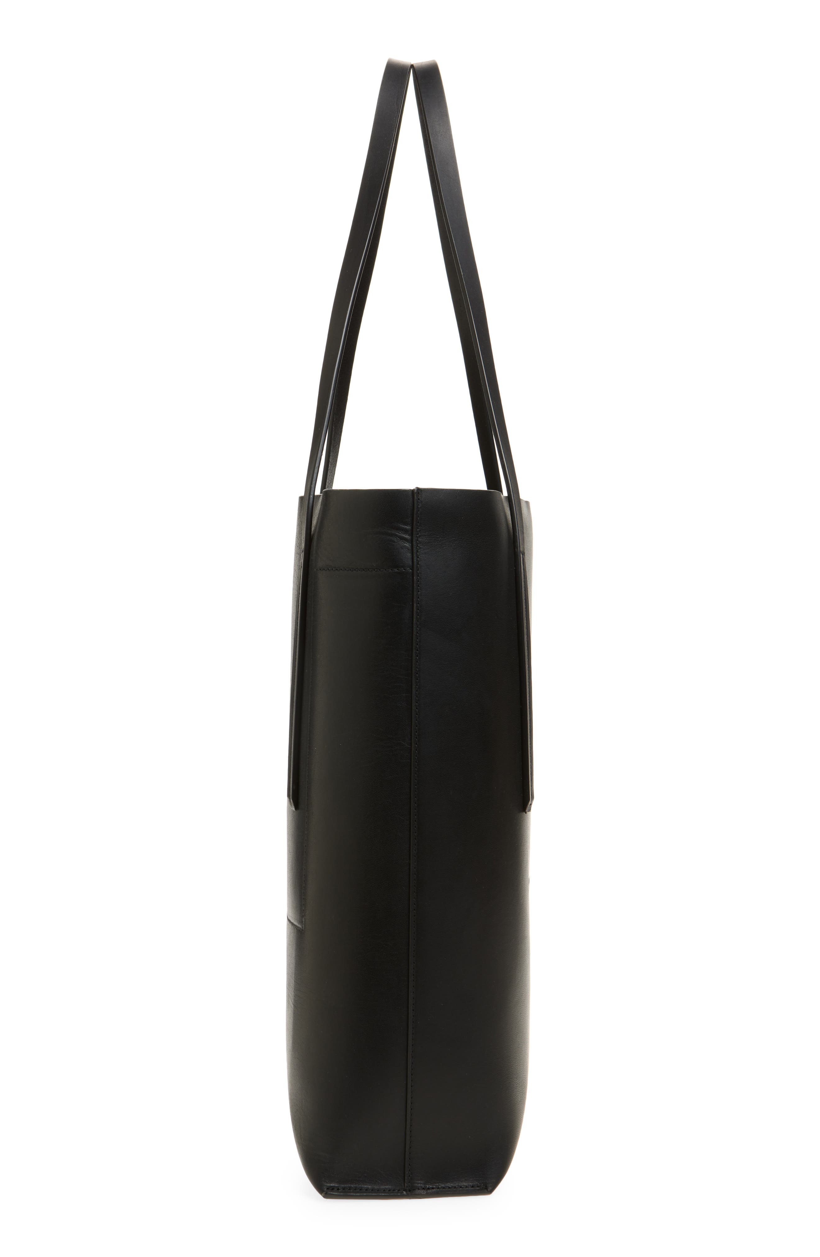 Rick Owens Borsa Medium Leather Shopper, Alternate, color, Black