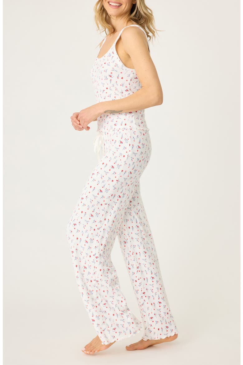 La Rose Ribbed Tank & Pants Pajamas, Alternate, color, IVORY