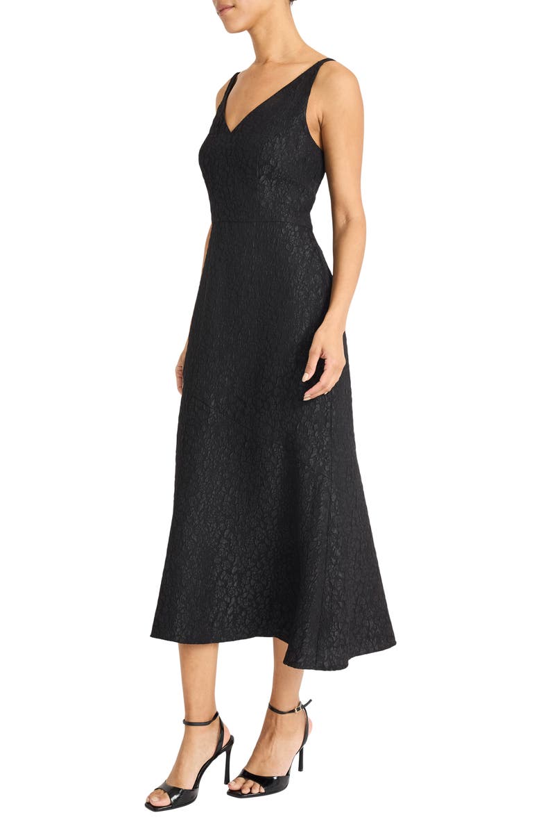 Maggy London Jacquard Cocktail Midi Dress, Alternate, color, Black