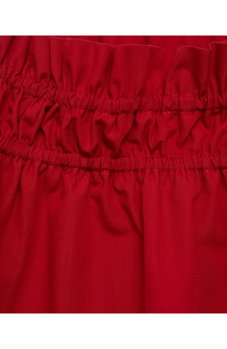 MANGO Ruffle Detail Strapless Cotton Crop Top, Alternate, color, Red