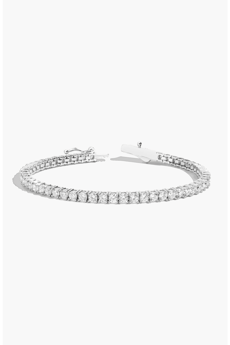 Lab Grown 6ct White Sapphire Tennis Bracelet, Main, color, White Gold Vermeil