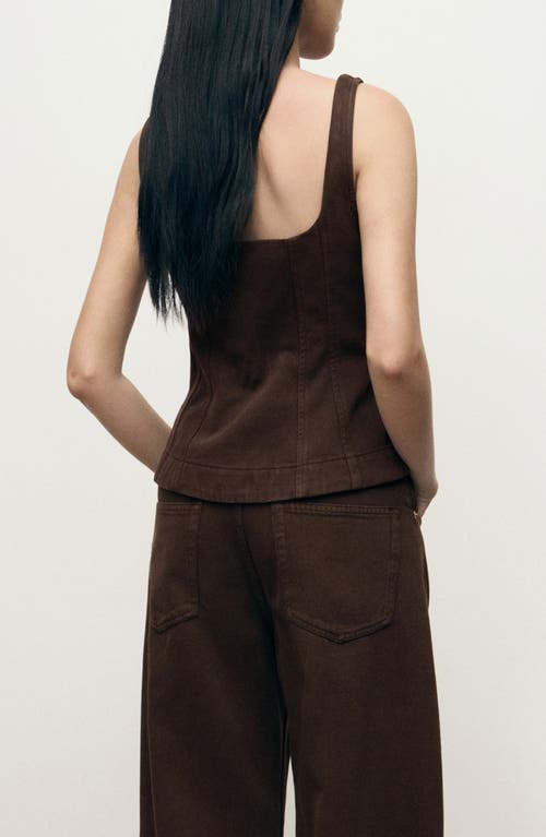 Mango Flared Denim Top In Brown