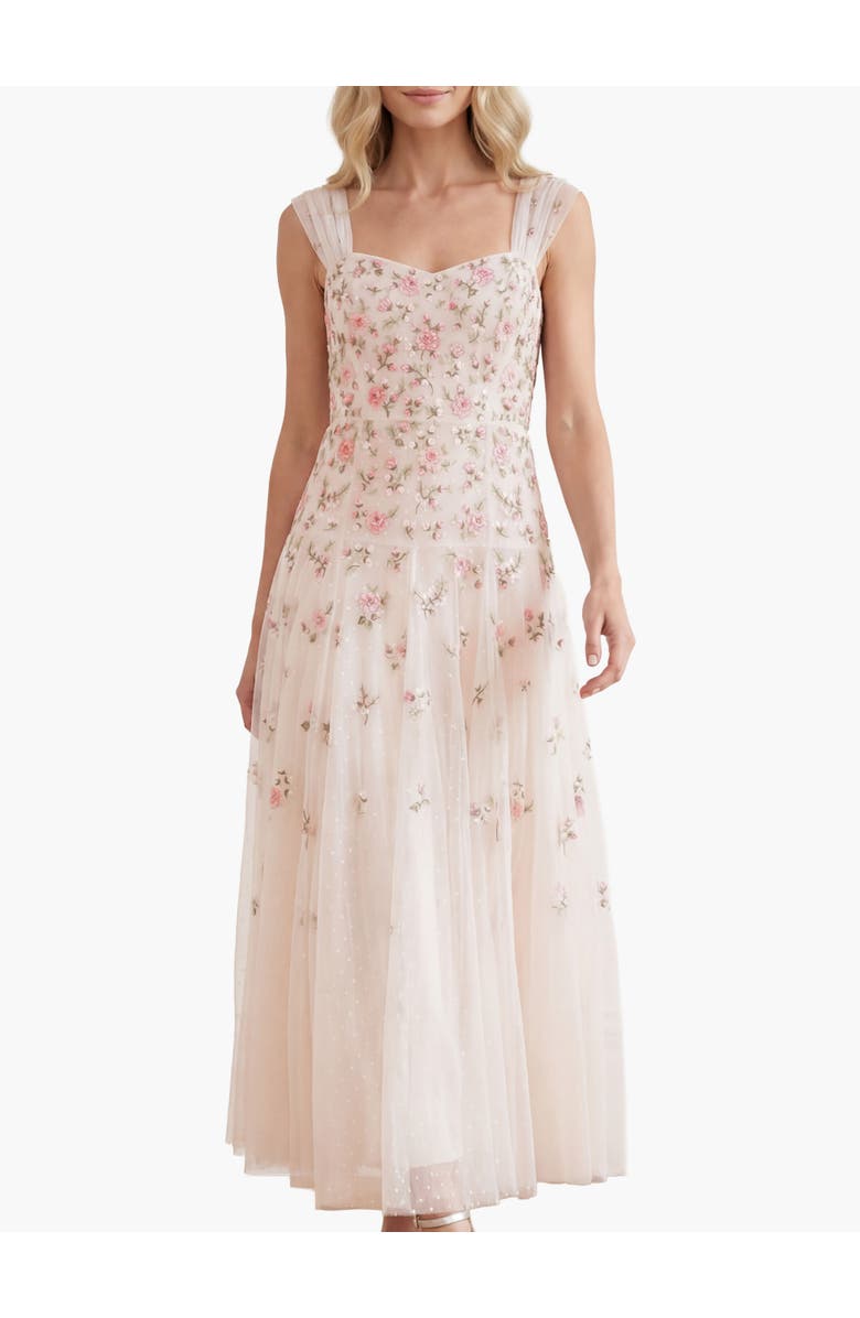 Needle & Thread Mayflower Ditsy Ankle Gown, Main, color, Cream