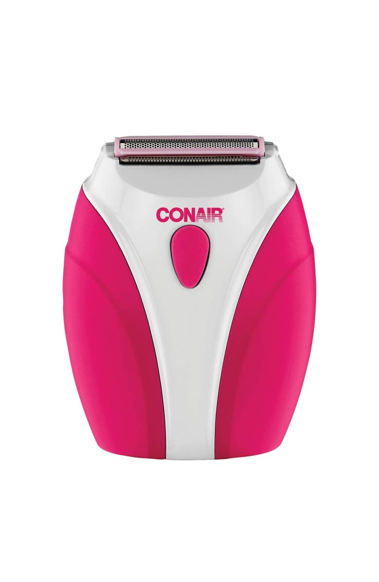 CONAIR Battery Operated Wet or Dry Dual Trimmer Foil Shaver, Main, color, Pink