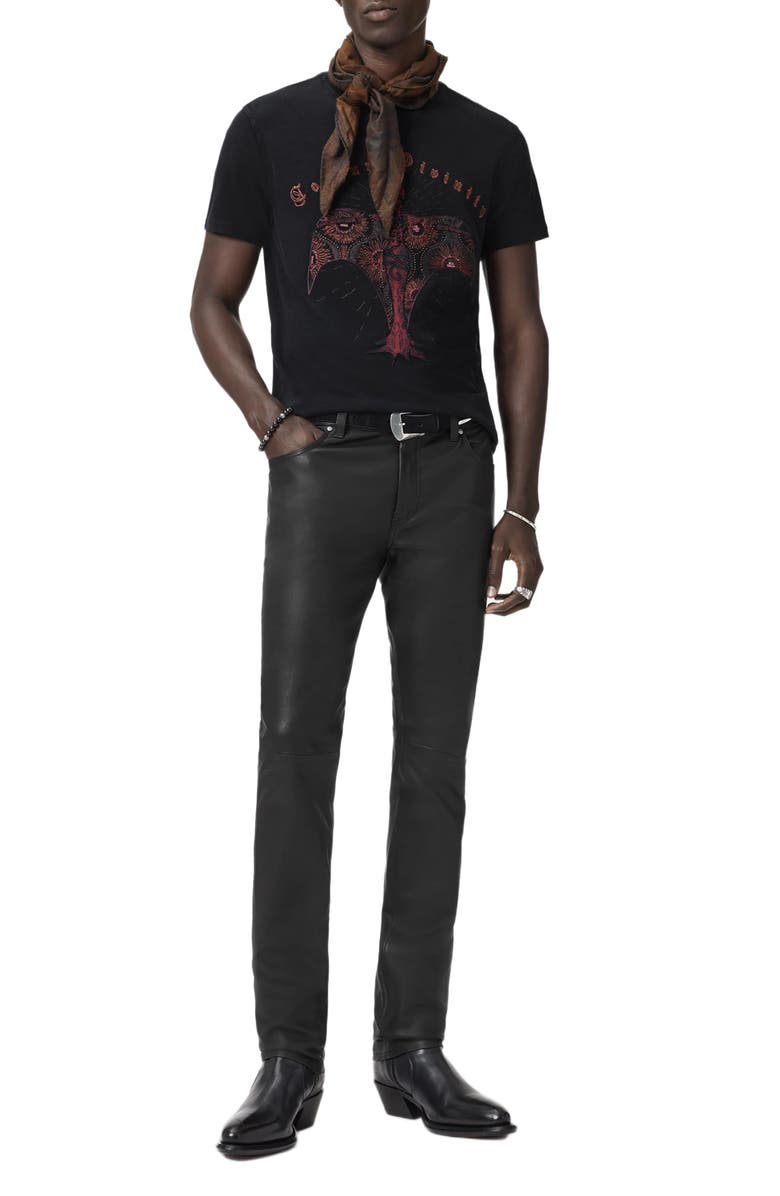 John Varvatos Deco Goddess Embellished Organic Cotton T-Shirt, Alternate, color, Black