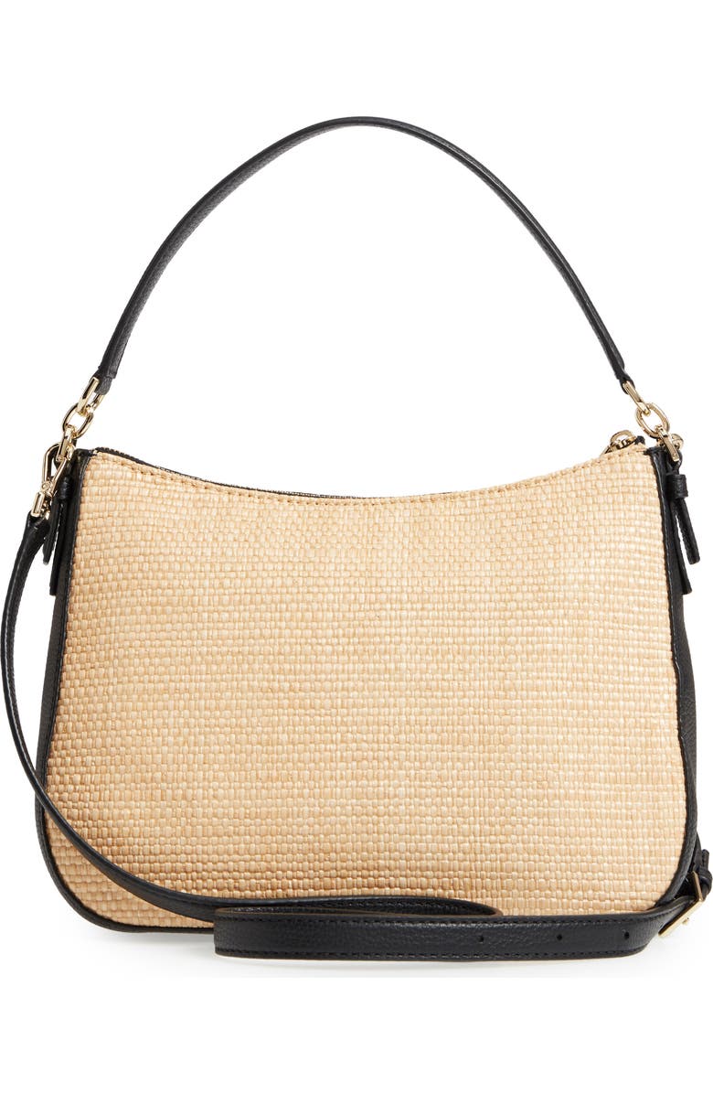 Kate Spade New York jackson street - colette straw & leather satchel, Alternate, color,