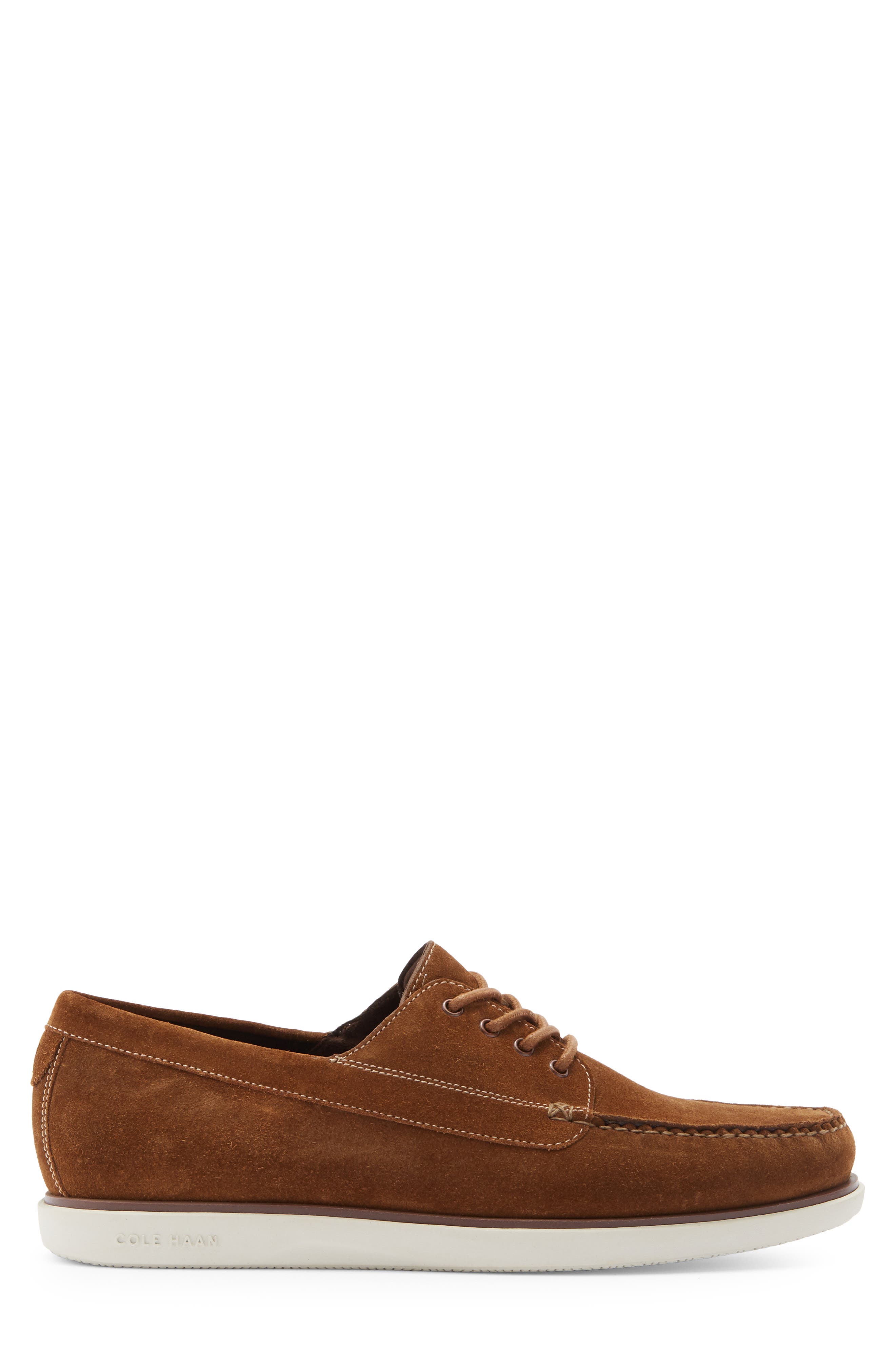 Cole Haan Grand 4-Eyelet Leather Loafer, Alternate, color, Spiced Brown Suede / Silver