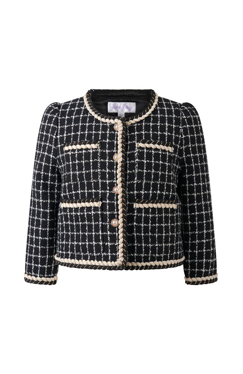 Rachel Riley Check Tweed Jacket & Skirt Set, Alternate, color, Black