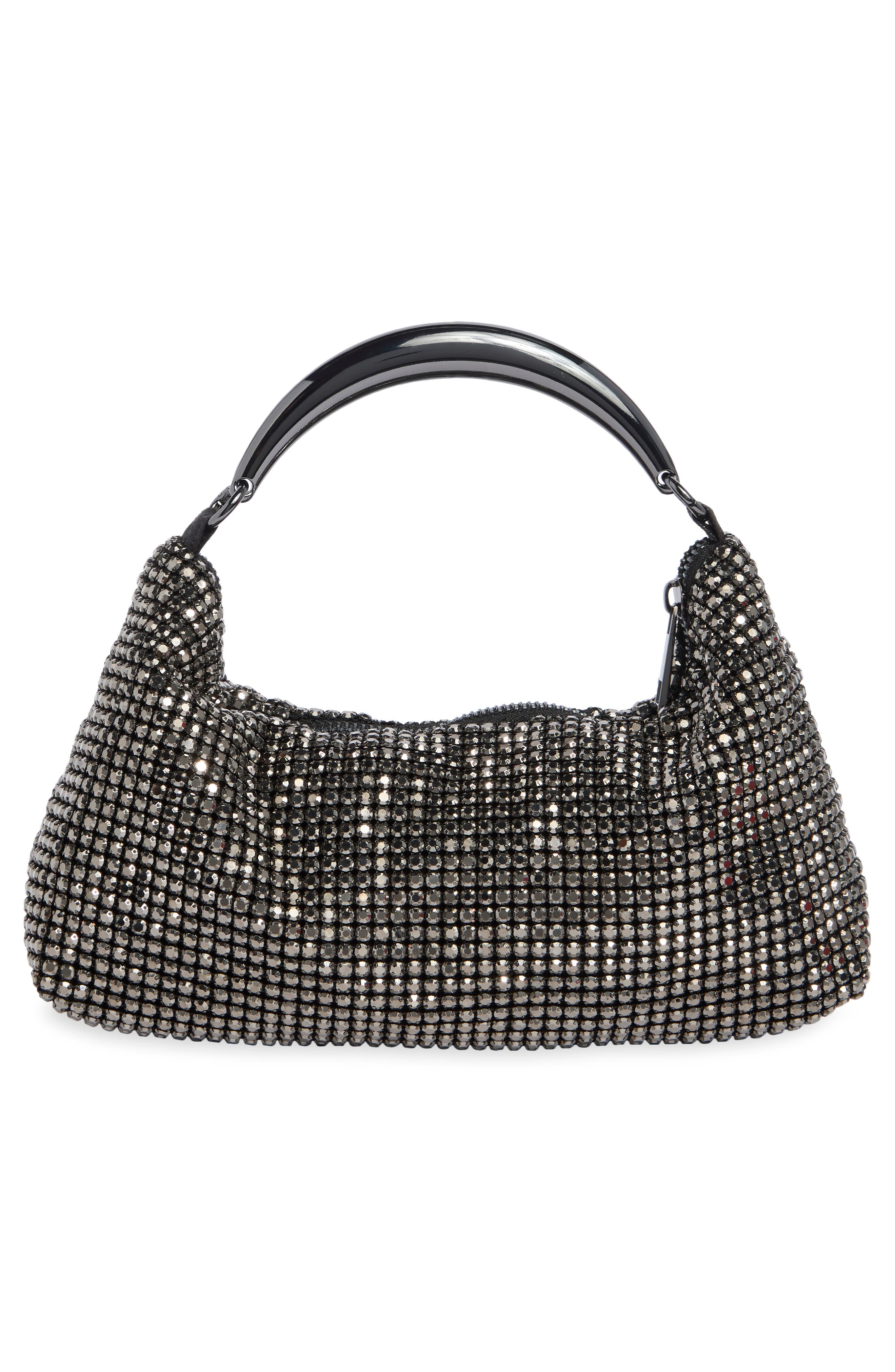 Rae Crystal Mesh Handheld Bag, Alternate, color, GUNMETAL