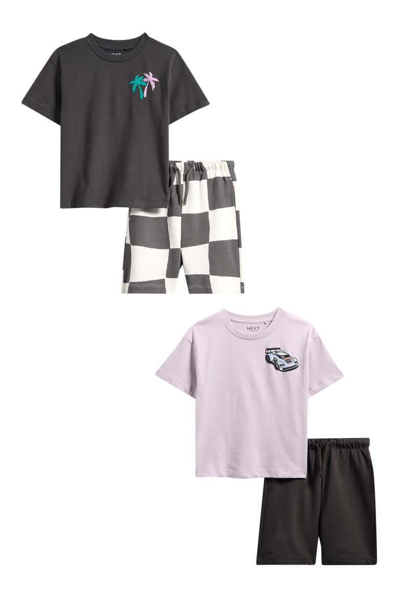 Kids' Graphic T-Shirt & Shorts Set, Main, color, CHARCOAL GREY/LILAC